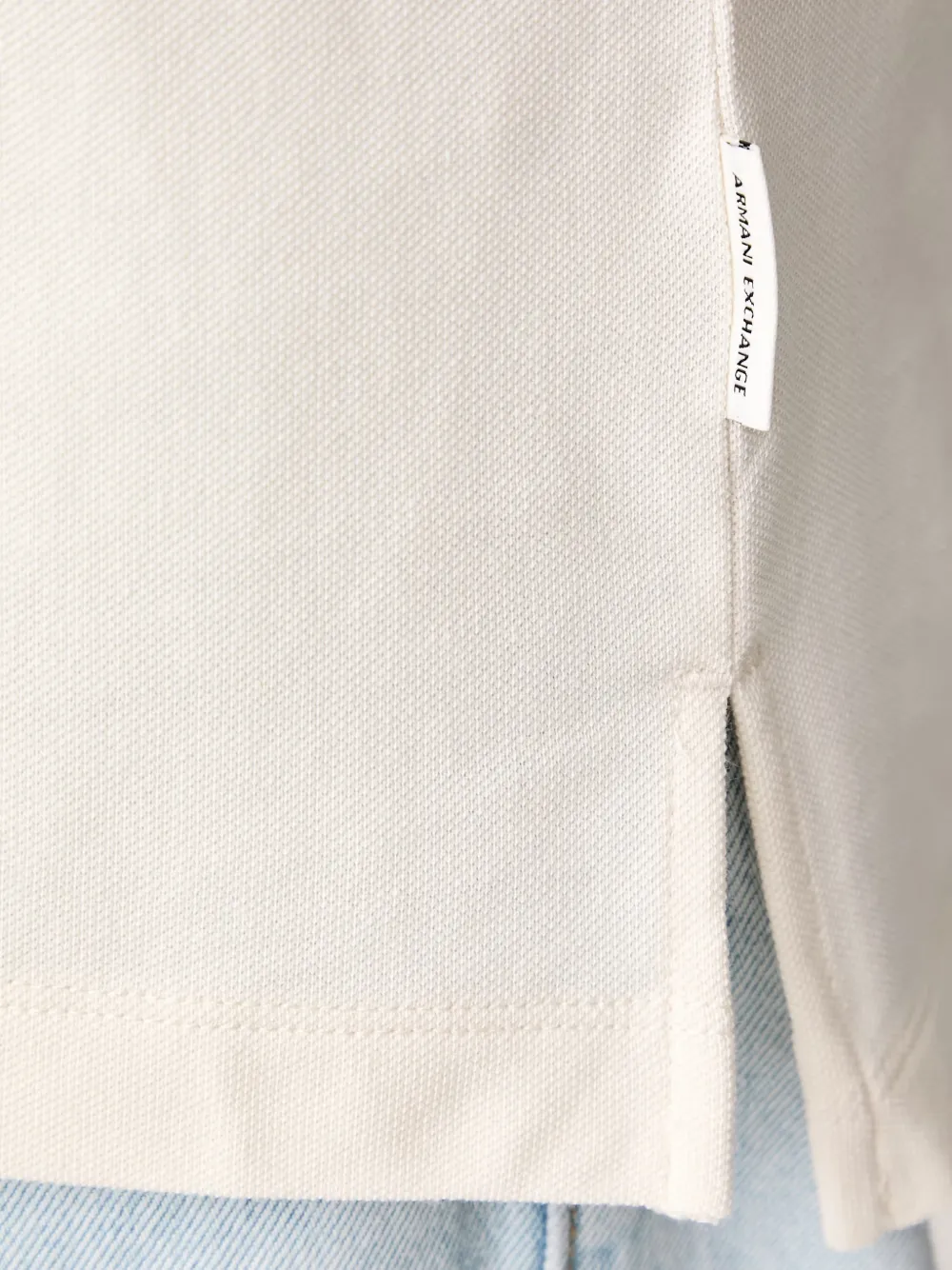 Armani Exchange logo-embroidered piqué polo shirt Beige