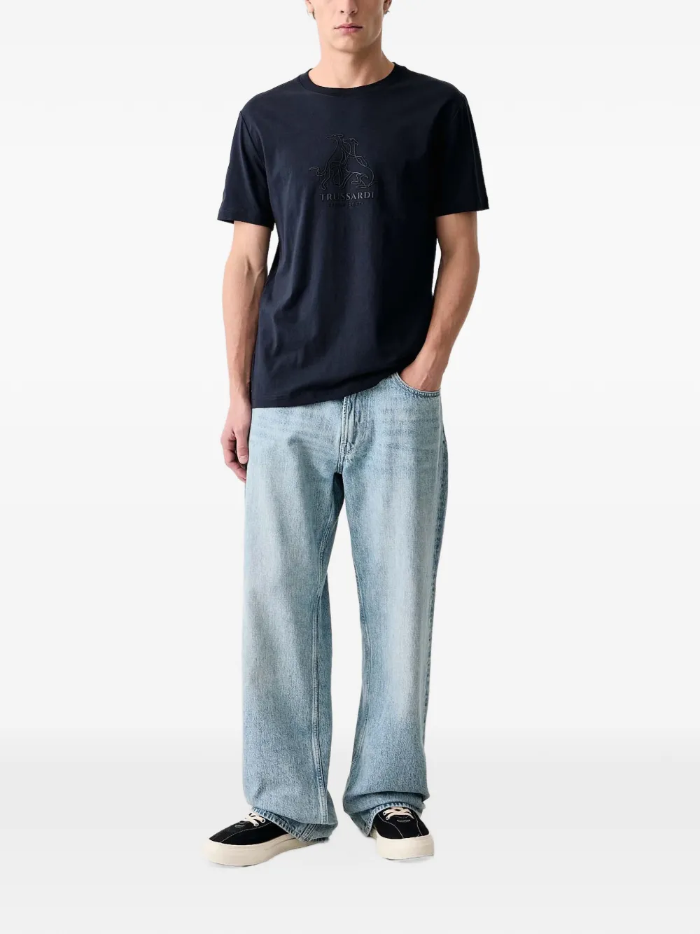 Trussardi Gentle Society logo-appliqué T-shirt Blauw
