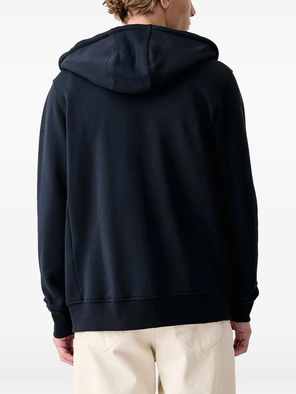 Trussardi logo-embroidered zip-up hoodie Blauw