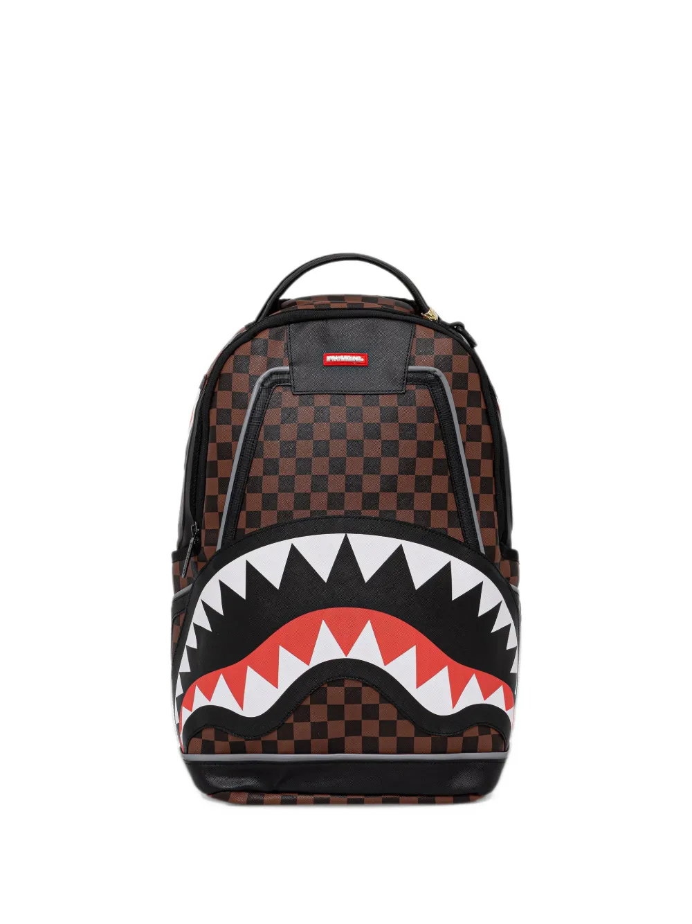 Sprayground check-print shark-motif backpack - Marrone