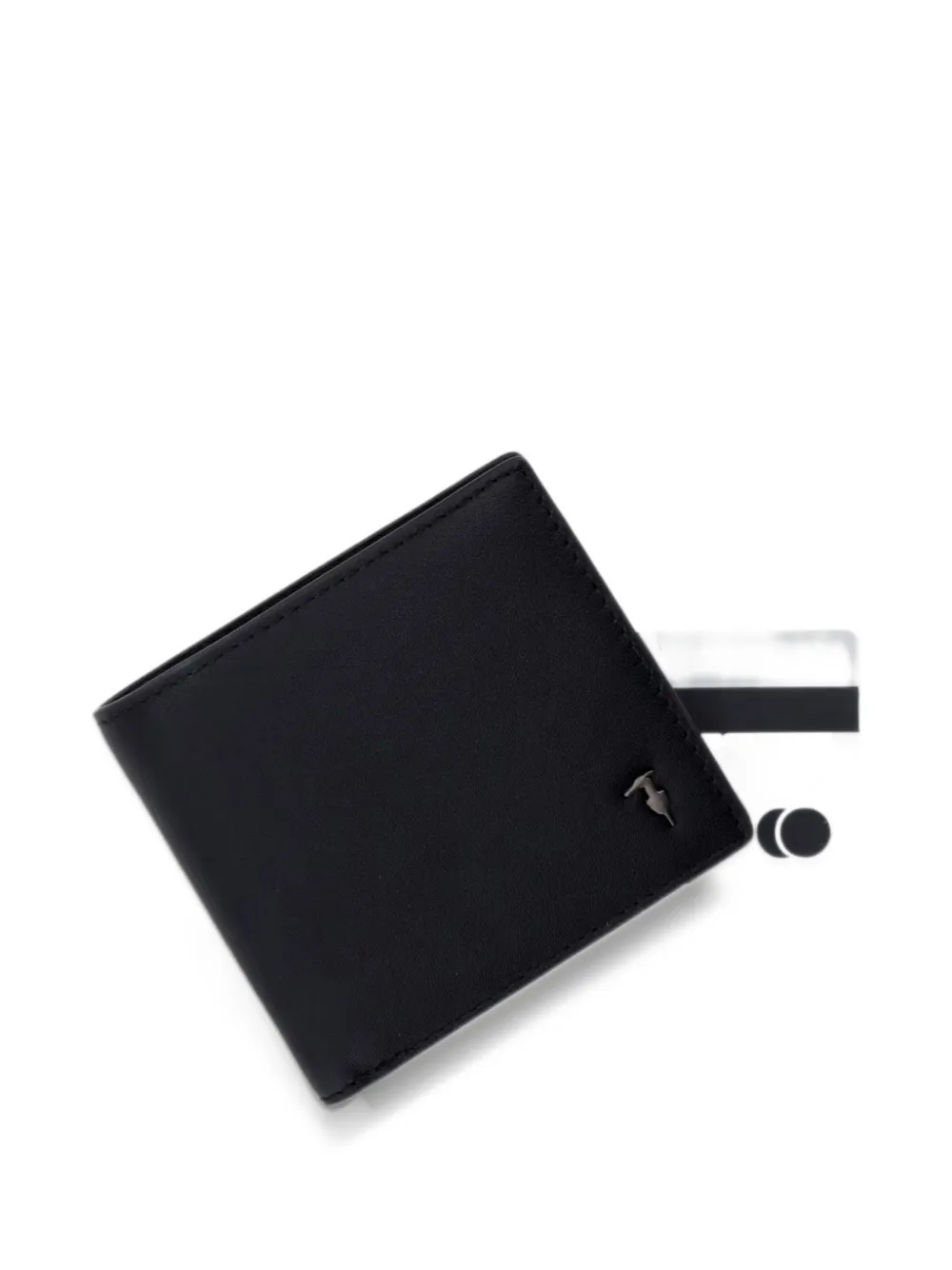 Trussardi logo-plaque bifold wallet Zwart