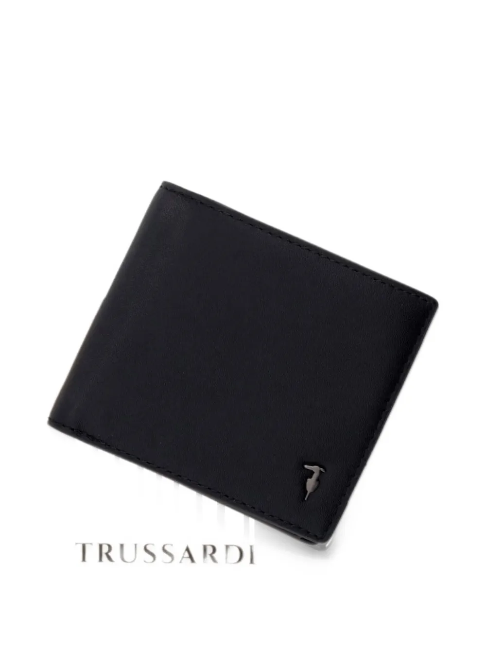 Trussardi logo-plaque bifold wallet Zwart