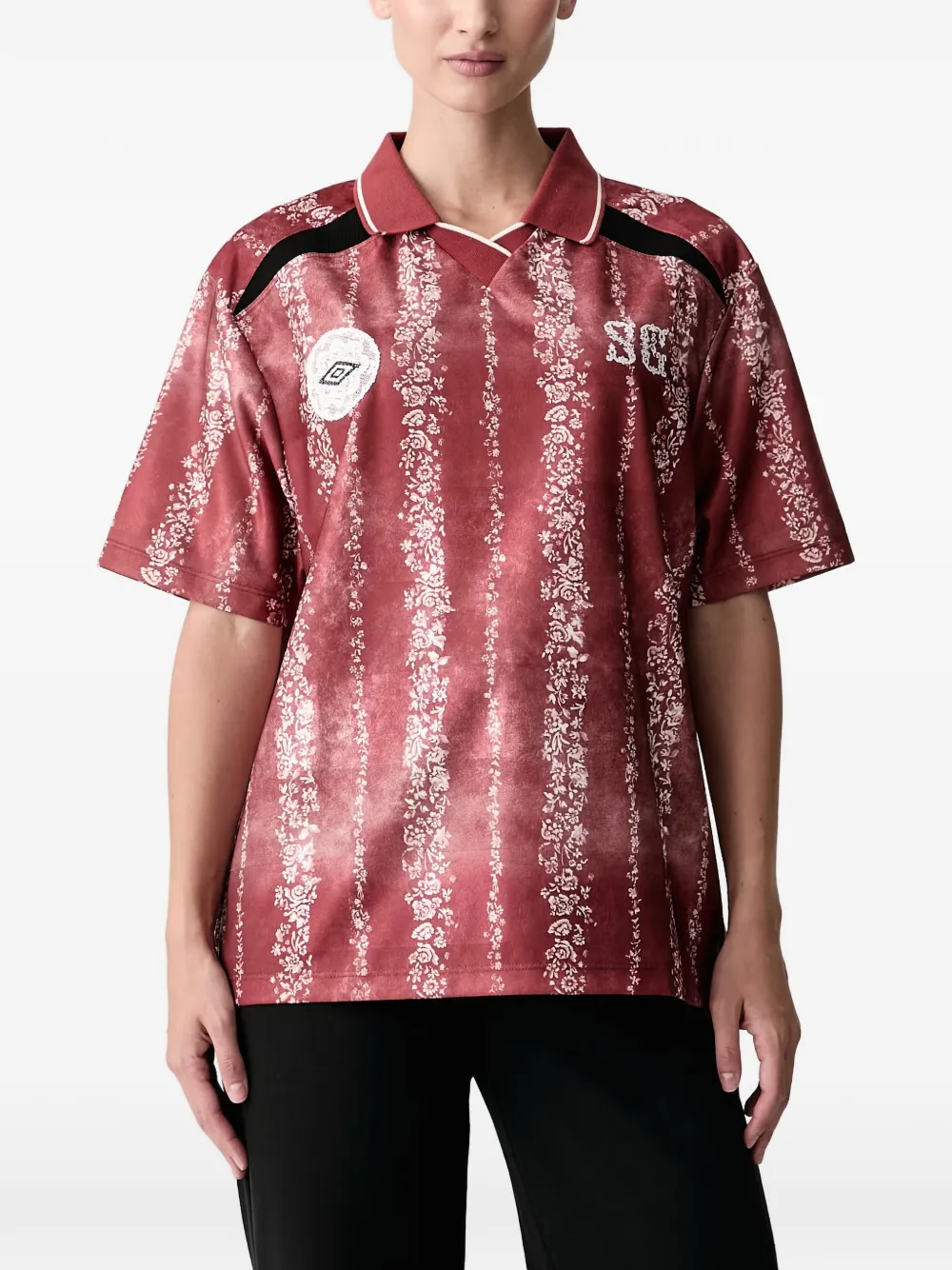 Stine Goya xUmbro floral-print polo shirt Rood