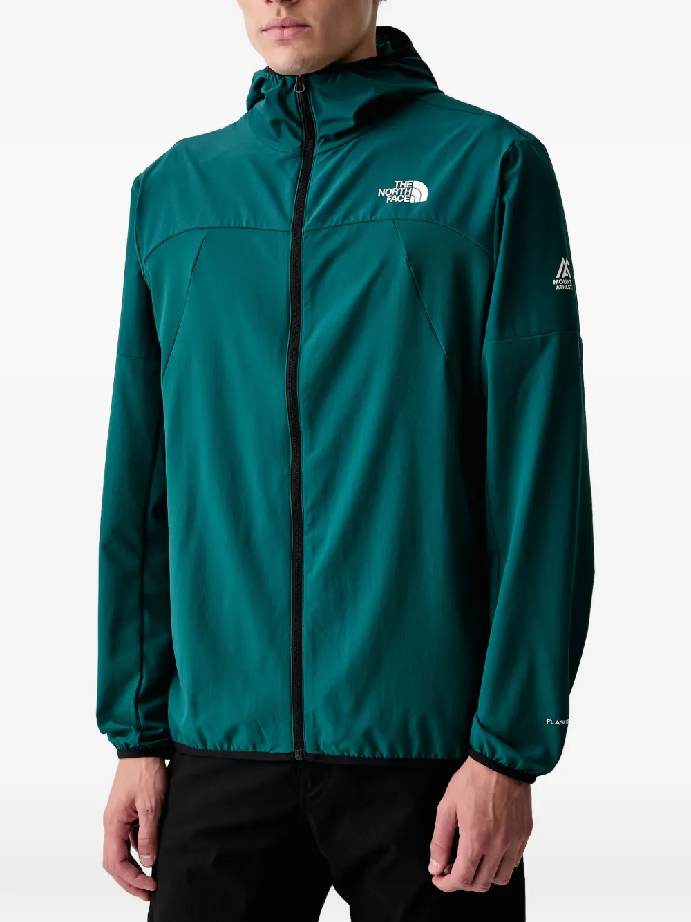 The North Face logo-print hooded jacket Groen