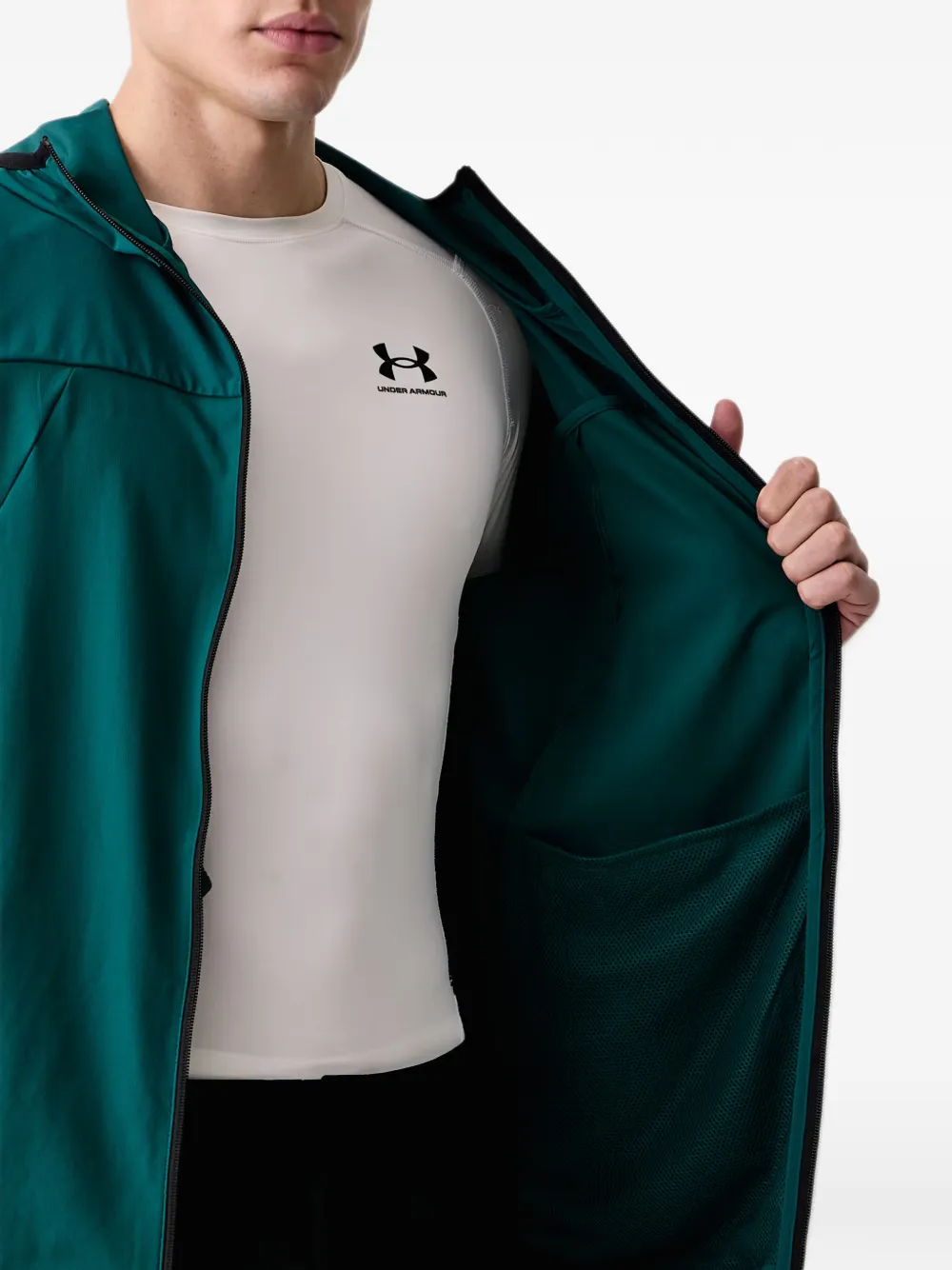 The North Face logo-print hooded jacket Groen