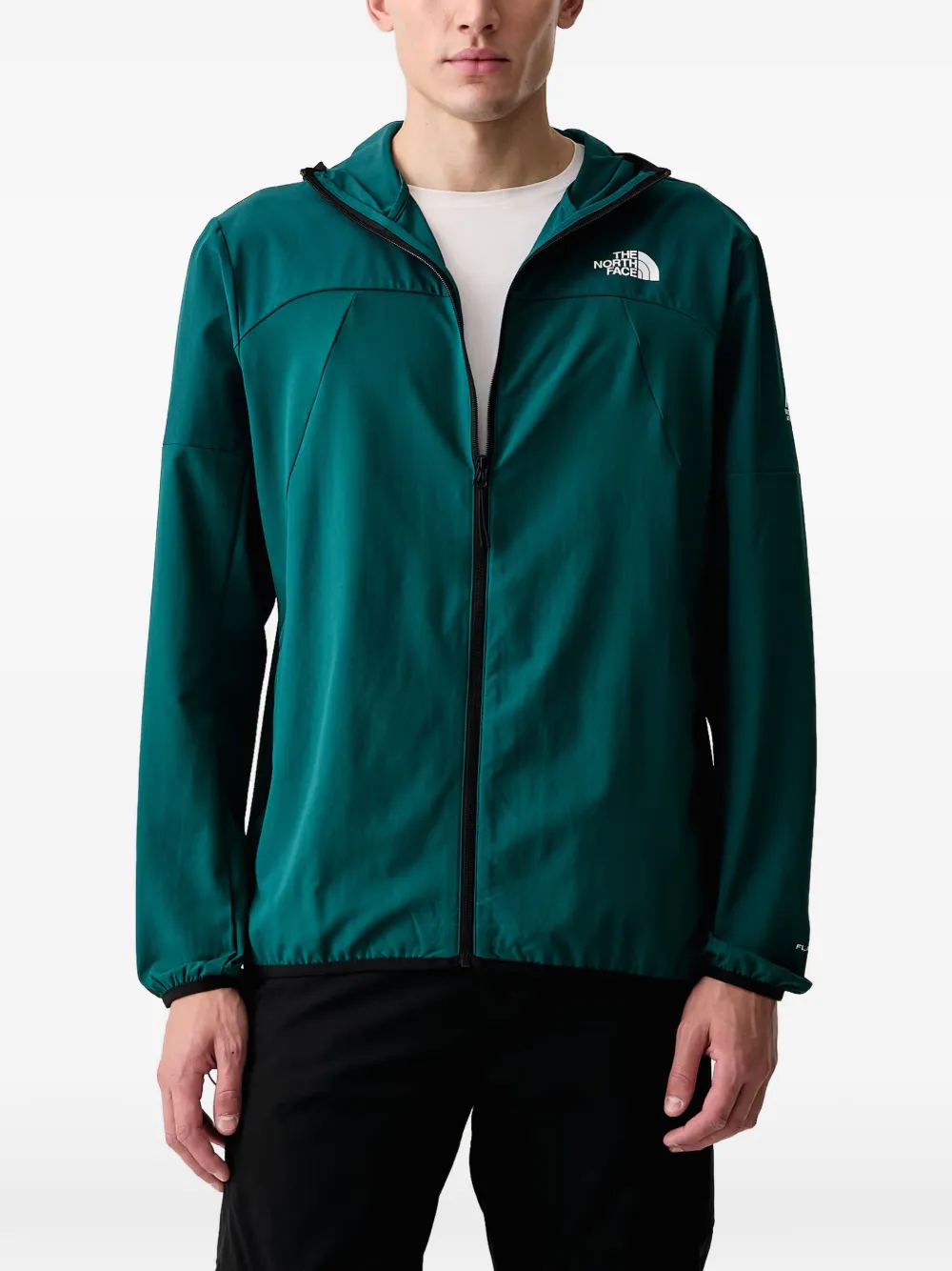 The North Face logo-print hooded jacket Groen