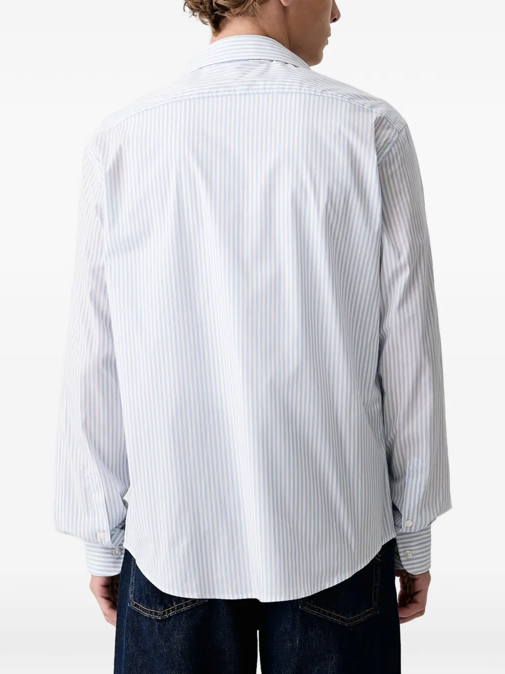 Trussardi vertical-stripe embroidered-logo shirt Wit