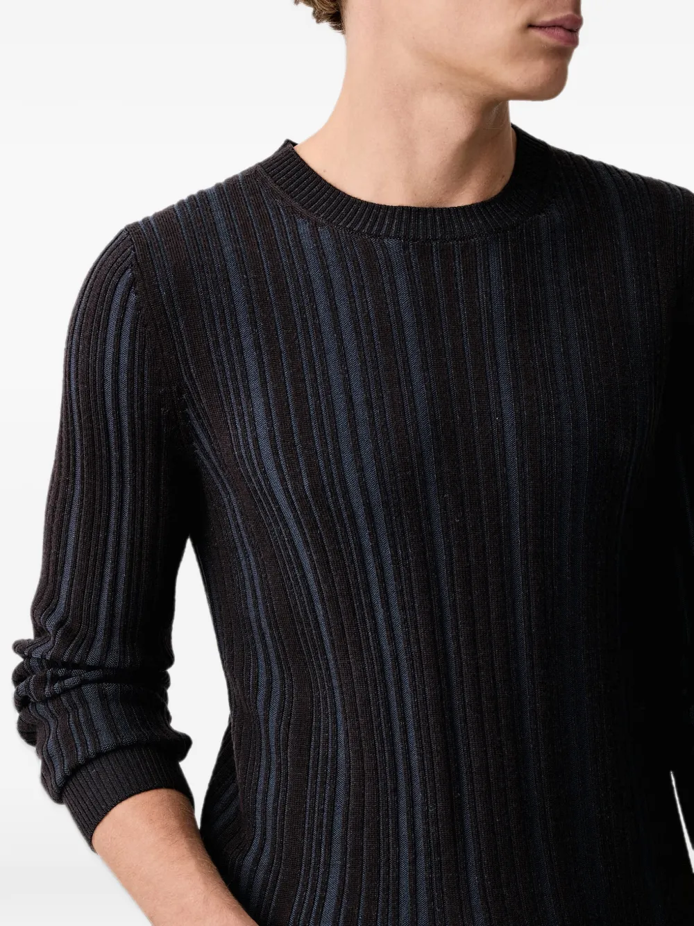 Trussardi ribbed-knit striped sweater Grijs