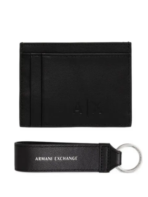Armani Exchange A|X debossed leather card holder set (set of two)