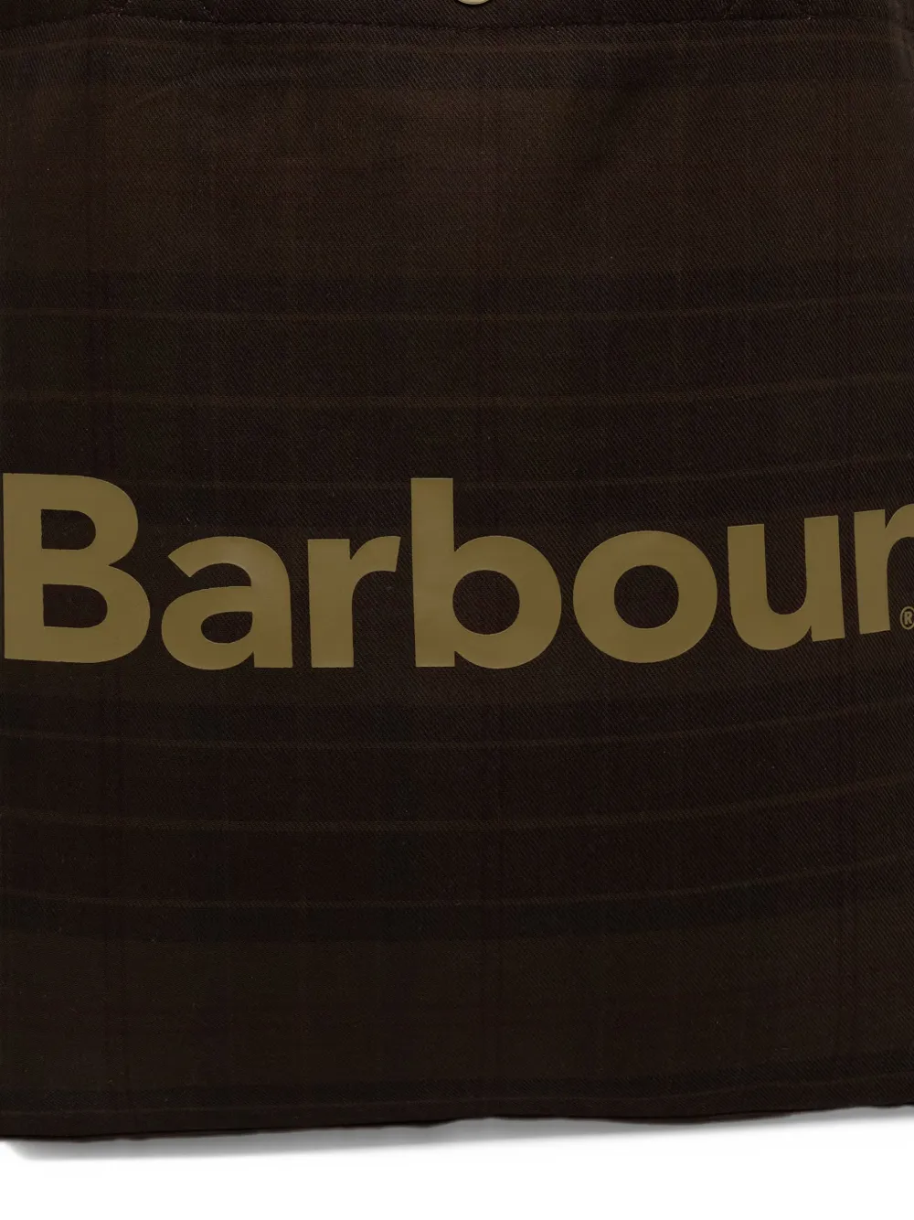 Barbour overdyed Telfield tartan tote bag Bruin