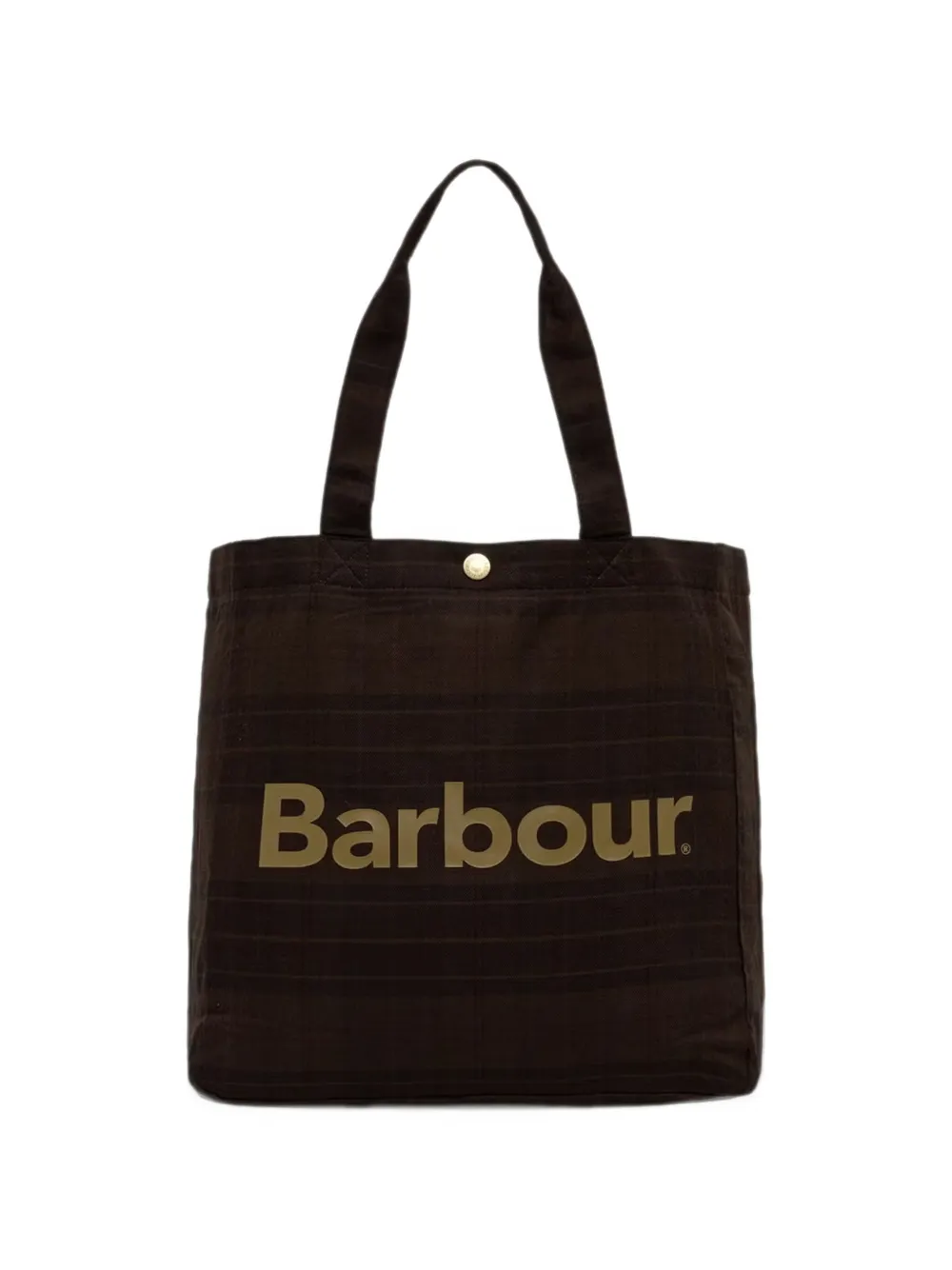 Barbour overdyed Telfield tartan tote bag Bruin