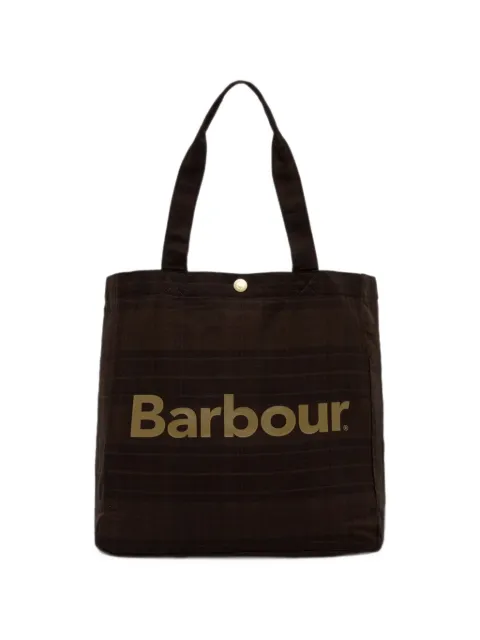 Barbour overdyed Telfield tartan tote bag