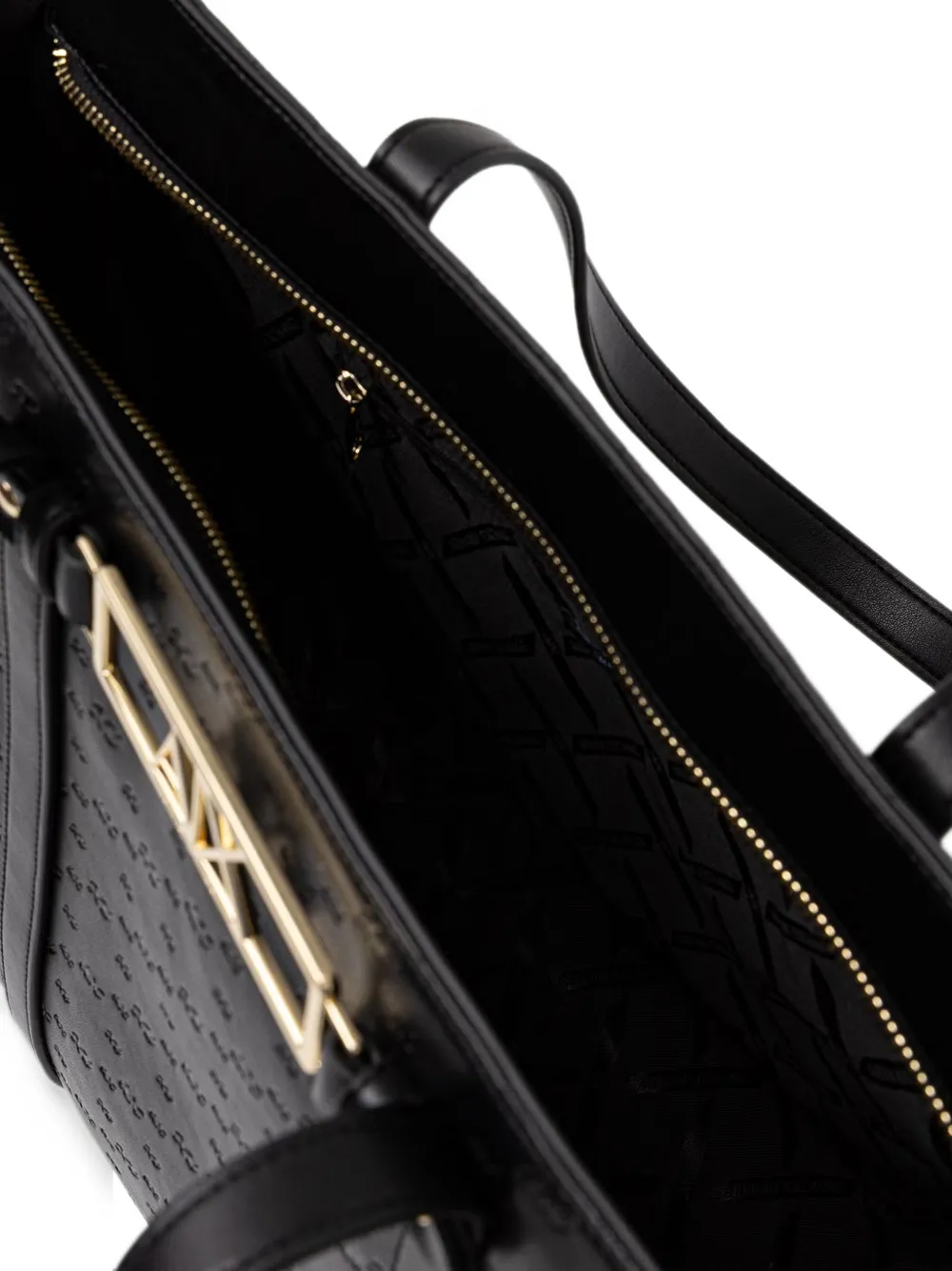 Armani Exchange monogram-embossed logo-plaque tote bag Zwart