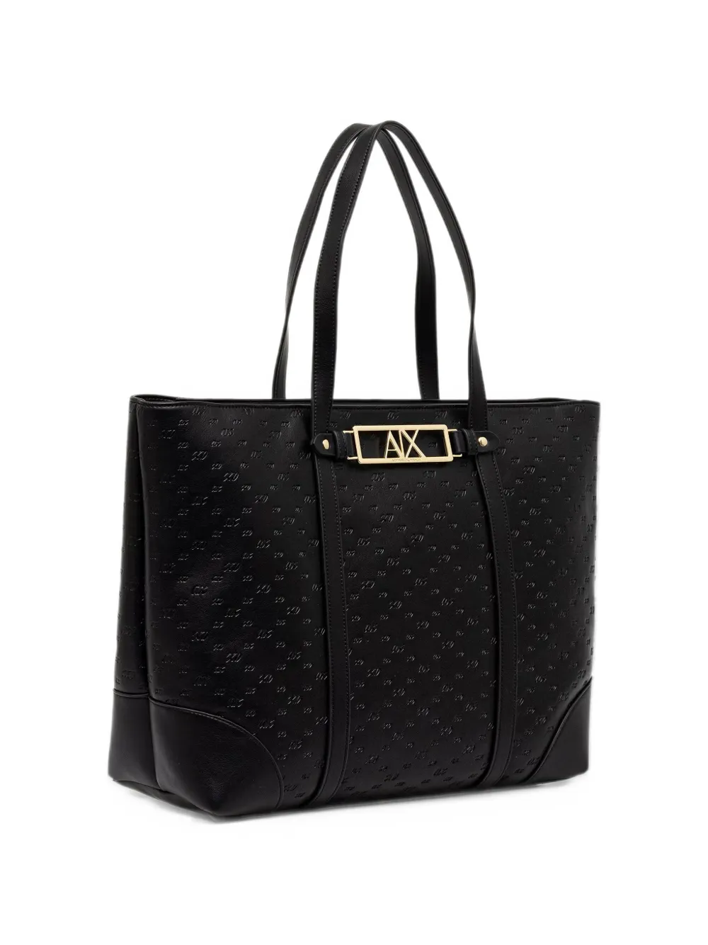 Armani Exchange monogram-embossed logo-plaque tote bag Zwart