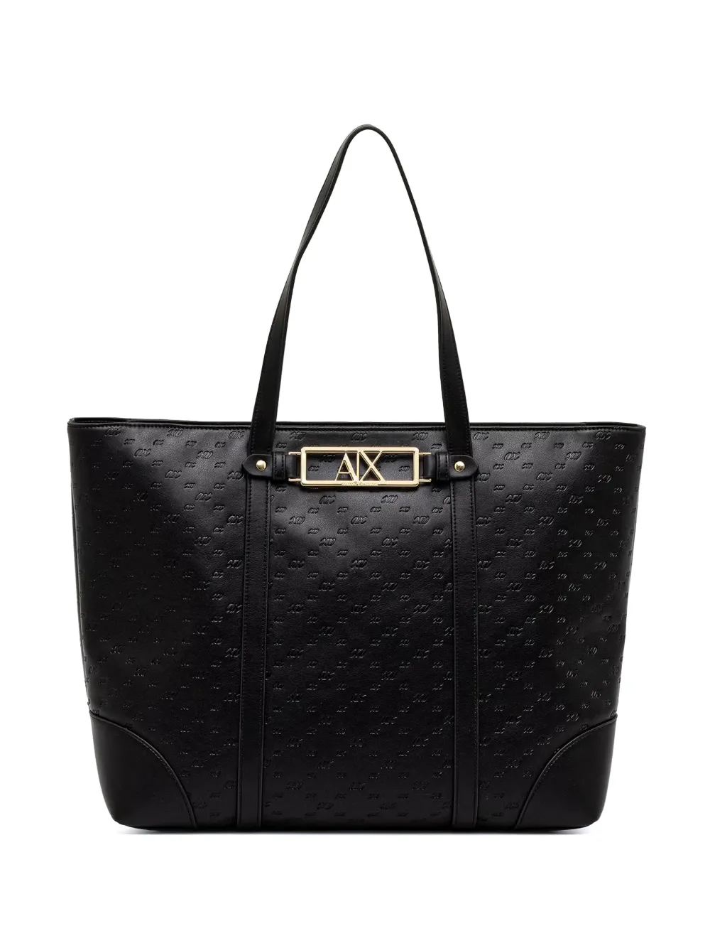 Armani Exchange monogram-embossed logo-plaque tote bag Zwart