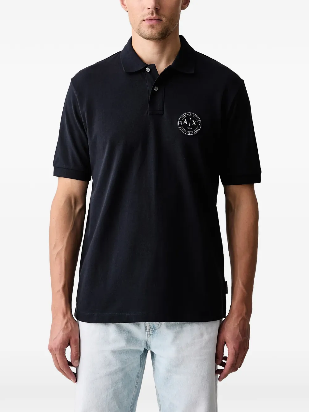 Armani Exchange logo-patch polo shirt - Blu