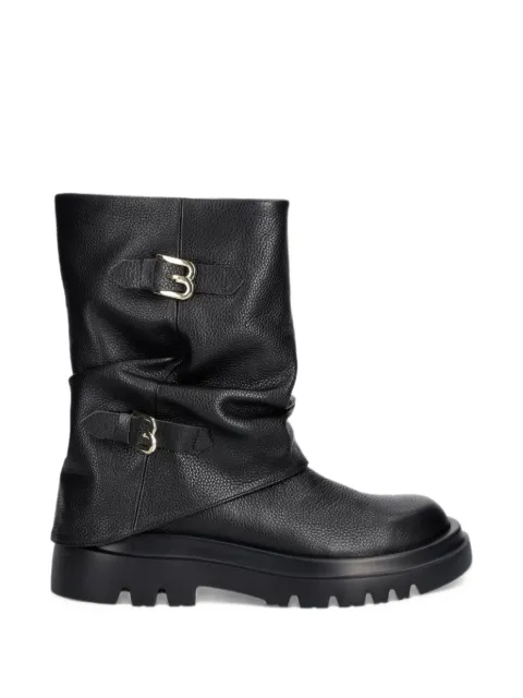 Baldinini buckle-detail pebbled biker boots
