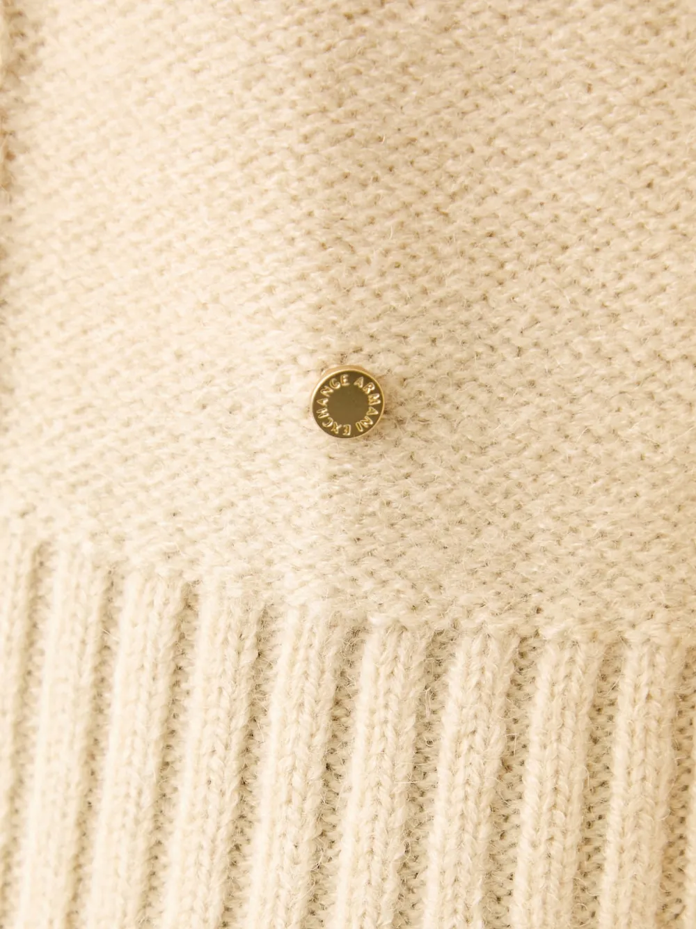 Armani Exchange cable-knit V-neck sweater Beige