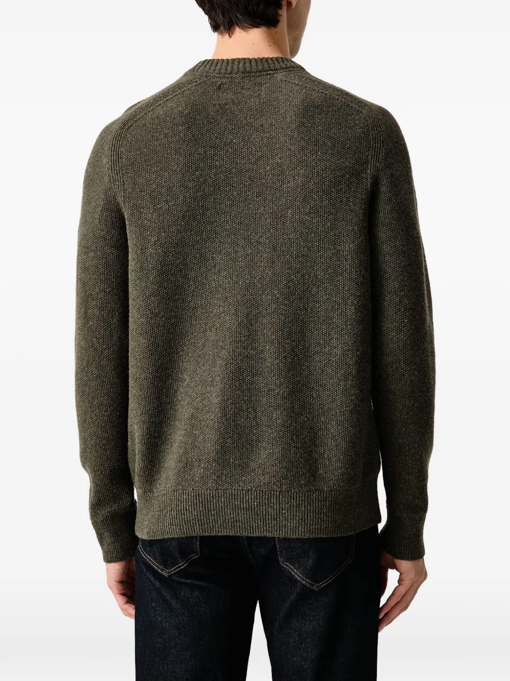 Barbour Stockham textured crew neck jumper Groen
