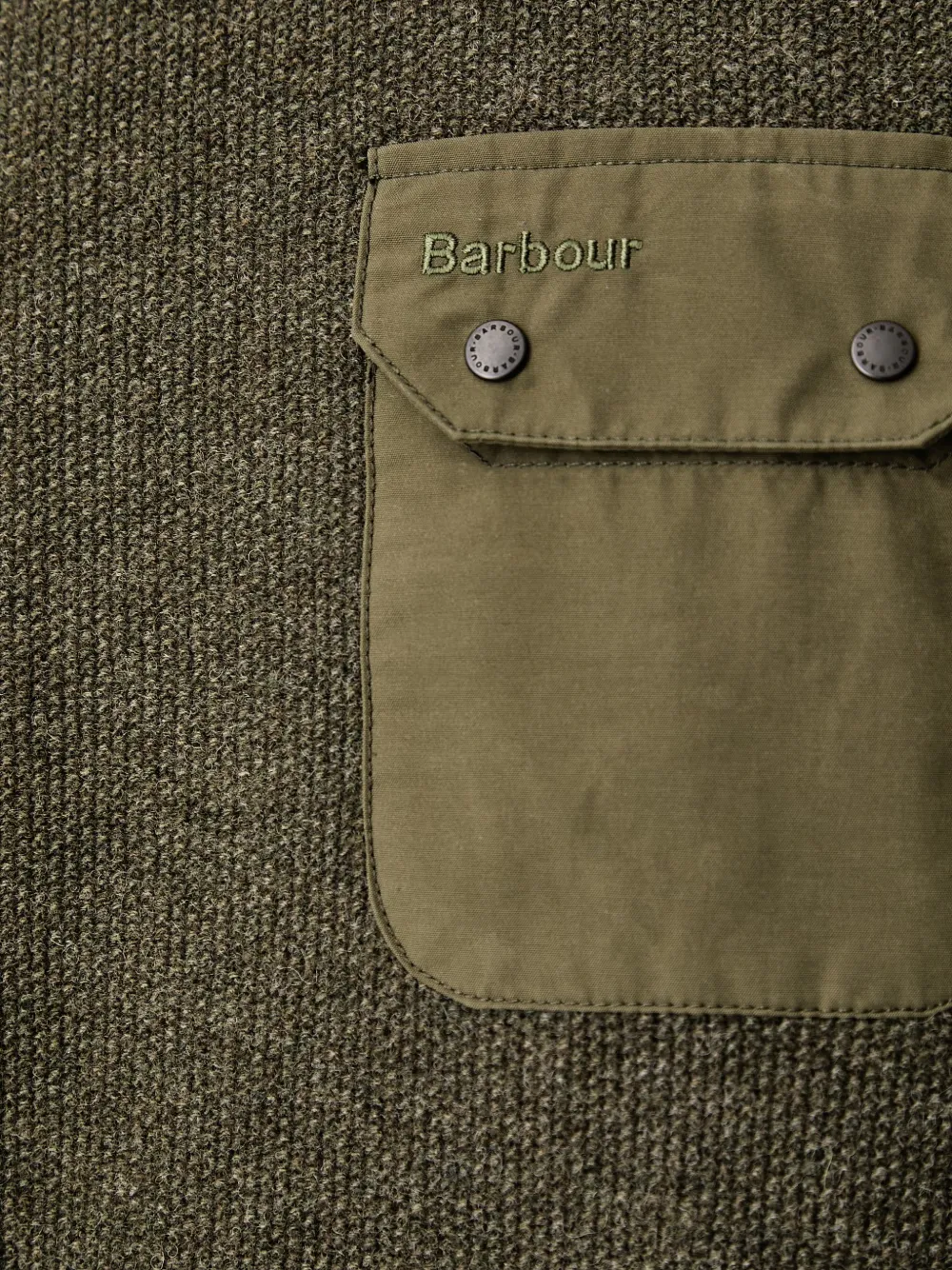 Barbour Stockham textured crew neck jumper Groen