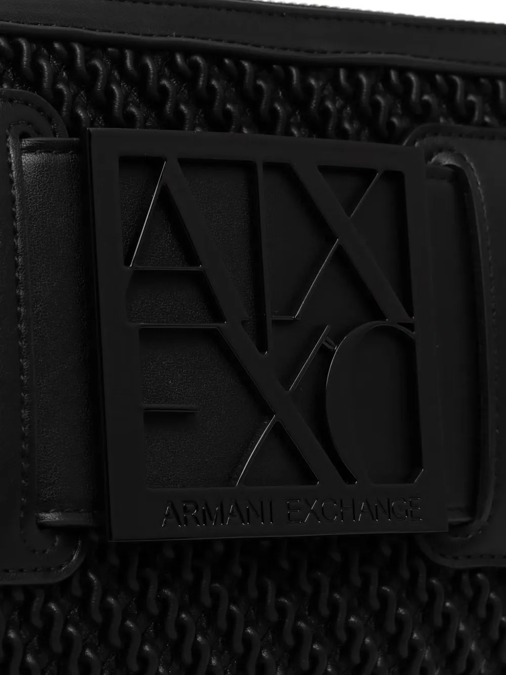 Armani Exchange logo-plaque woven tote bag Zwart