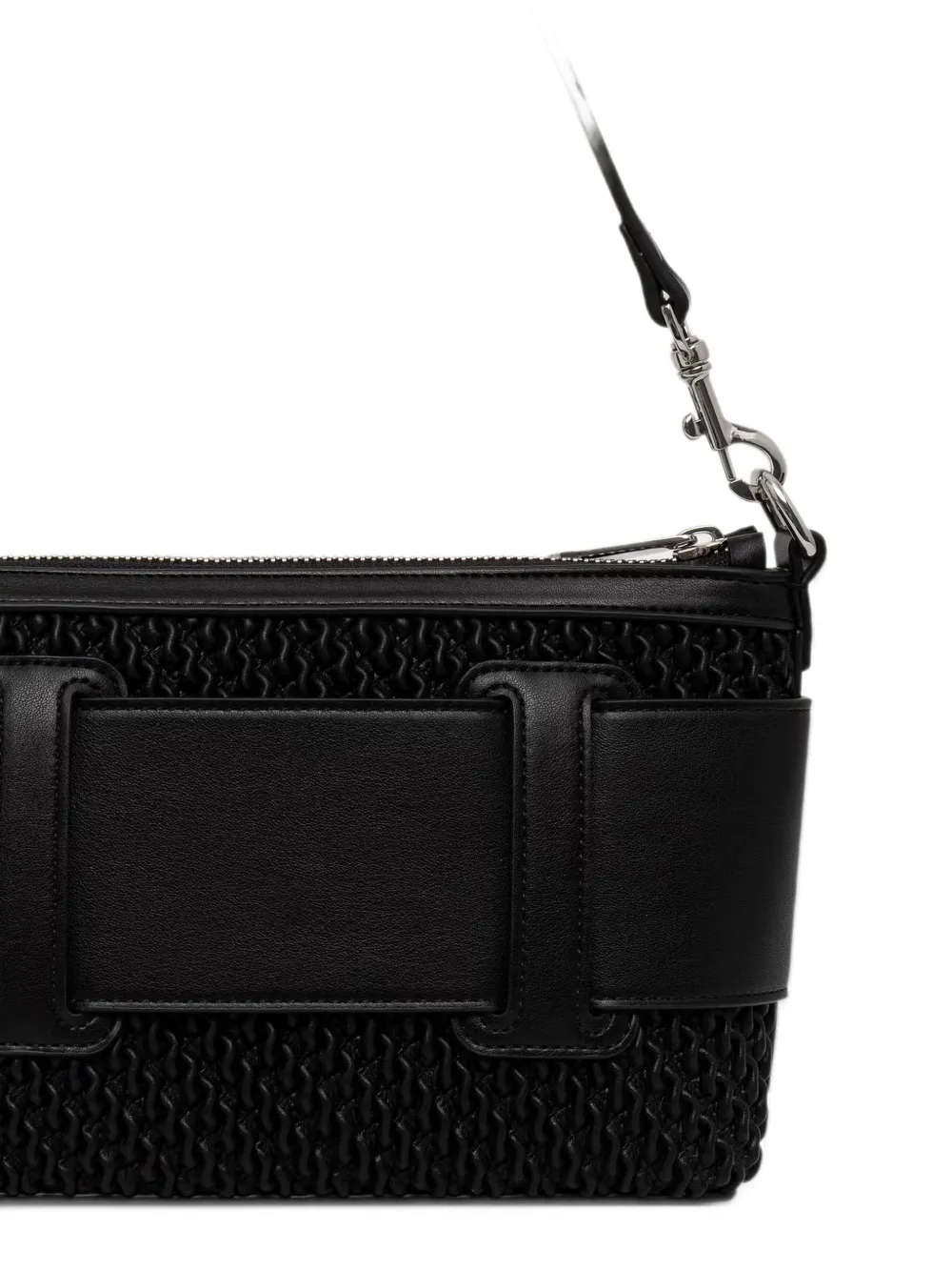 Armani Exchange logo-plaque woven tote bag Zwart