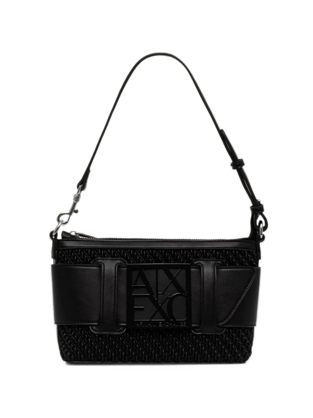 Armani Exchange logo-plaque woven tote bag Zwart