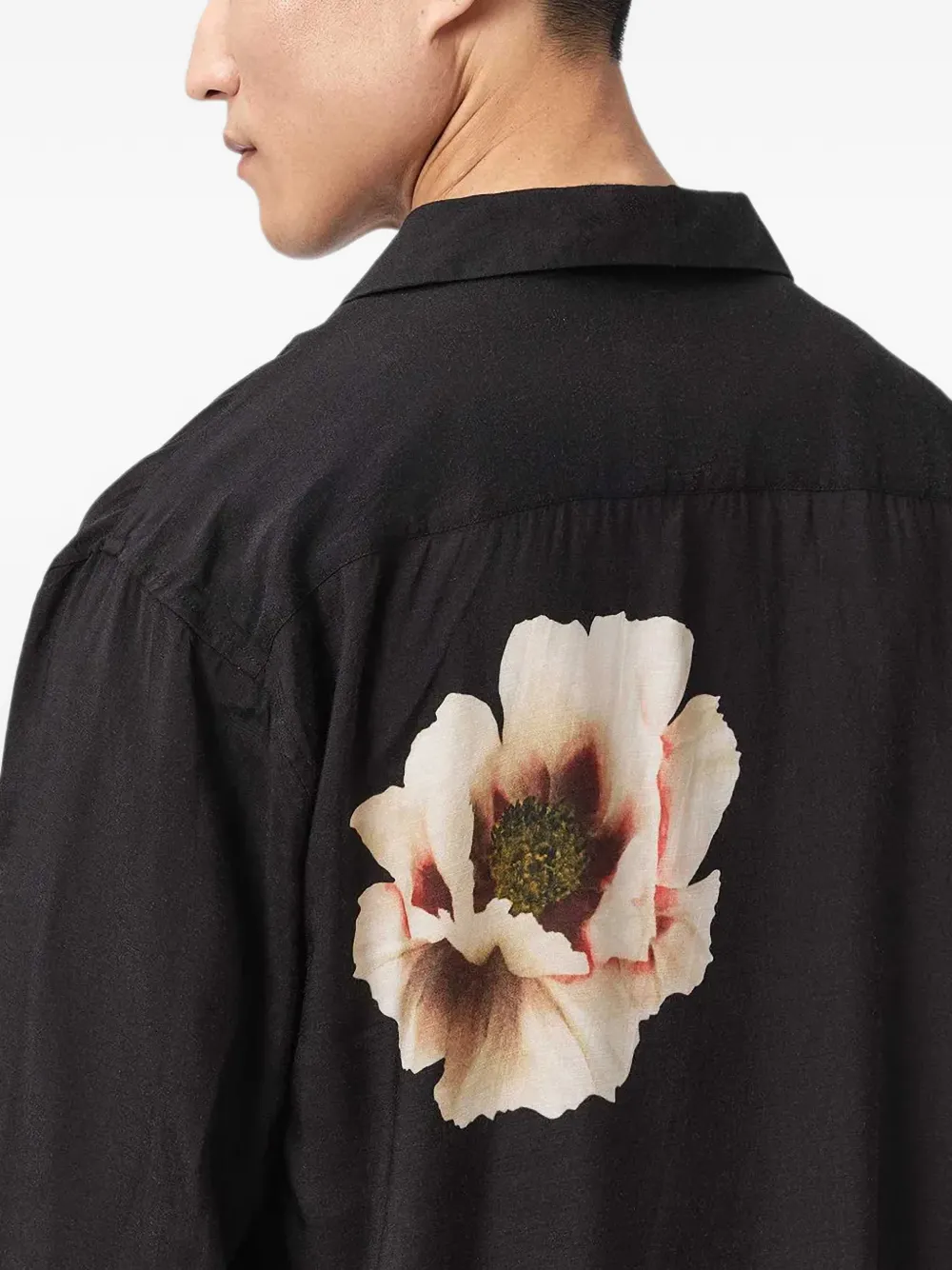 AllSaints floraison long-sleeve oversized shirt Zwart