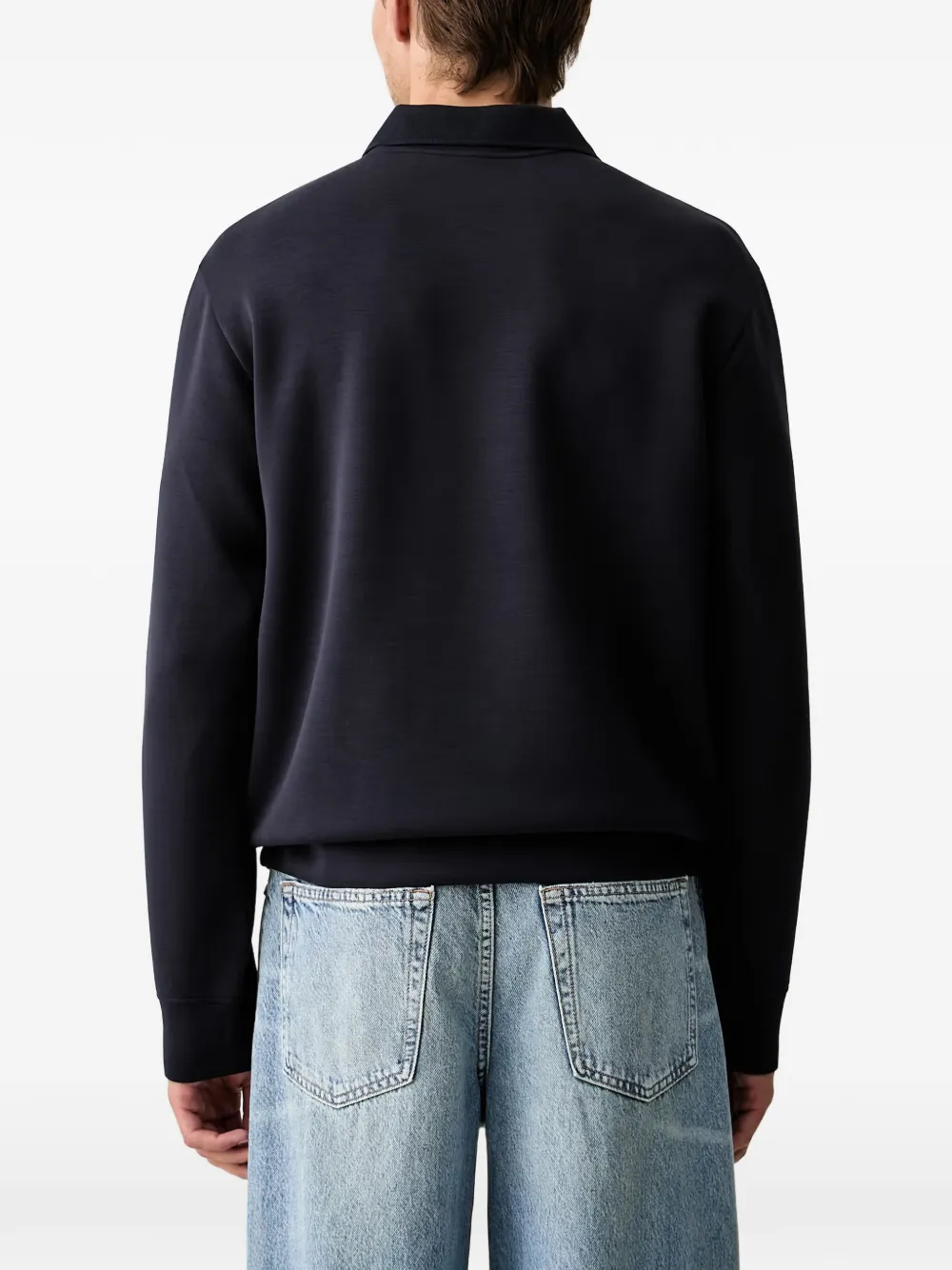Armani Exchange long-sleeve polo shirt Blauw