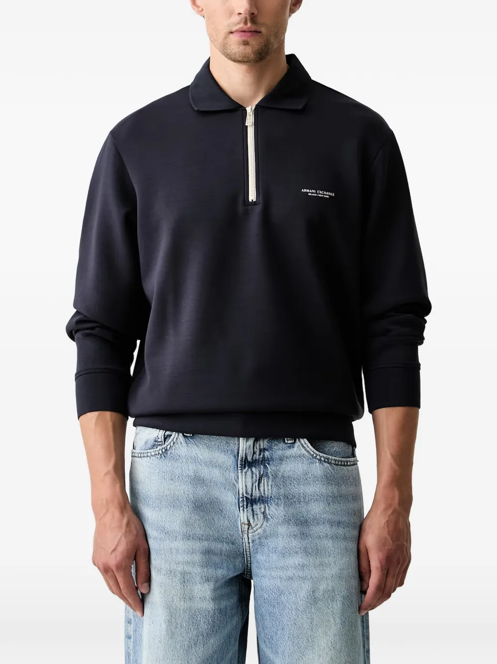 Armani Exchange long-sleeve polo shirt - Blu