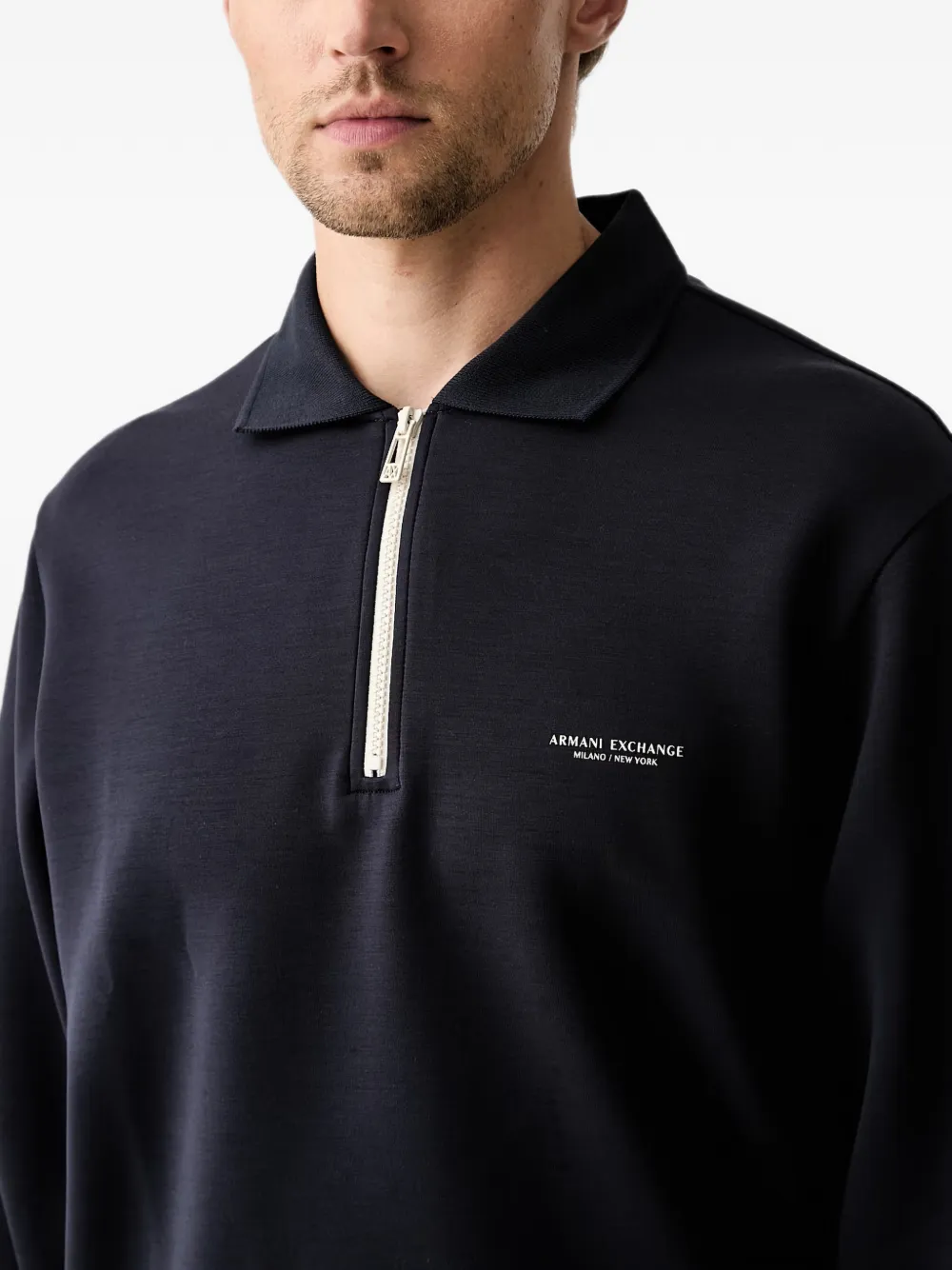 Armani Exchange long-sleeve polo shirt Blauw