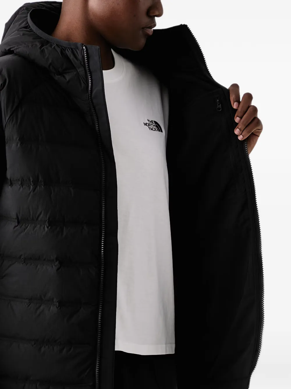The North Face quilted hooded jacket Zwart