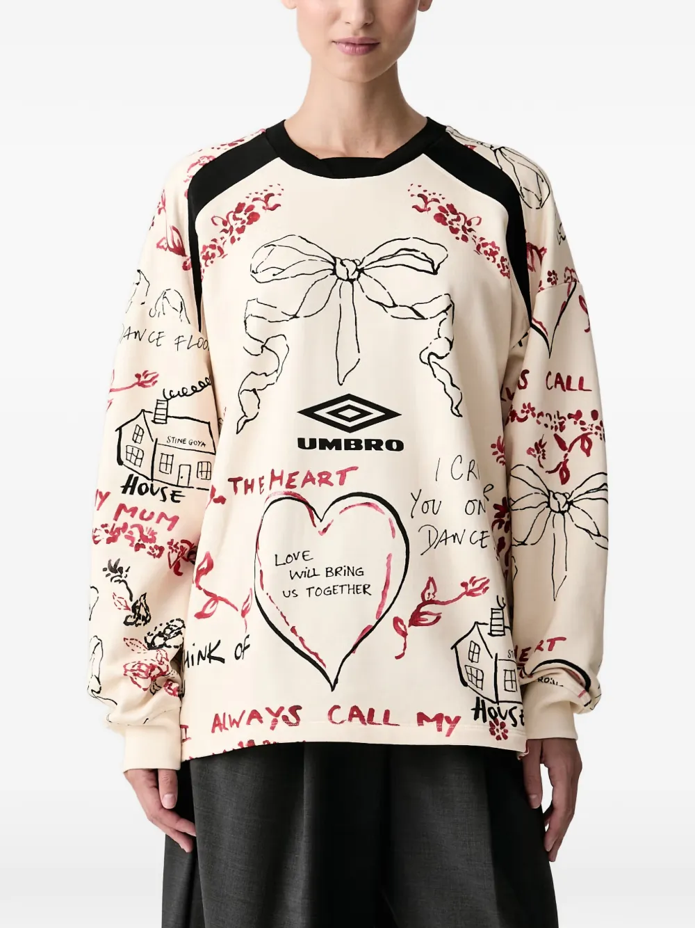 Stine Goya xUmbro I Cried For You on the Dancefloor sweatshirt Beige