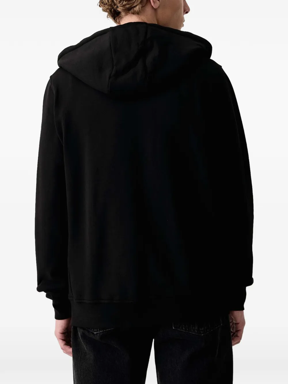Trussardi logo-embroidered zip-up hoodie Zwart