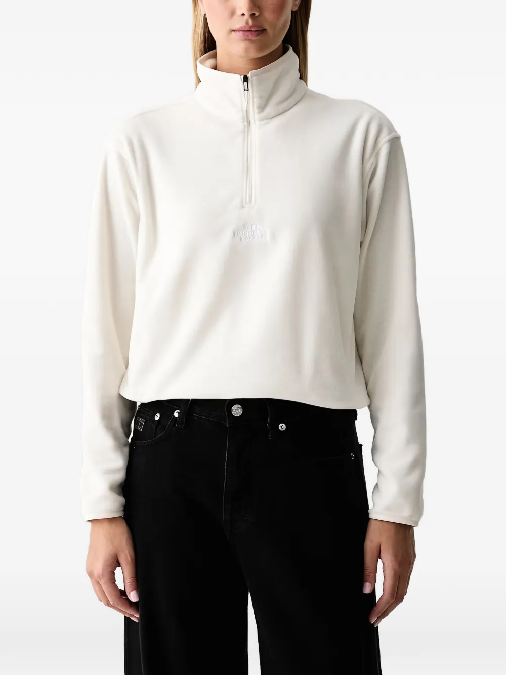 The North Face Glacier Novelty fleece sweatshirt with 1/4 zip and logo - Bianco