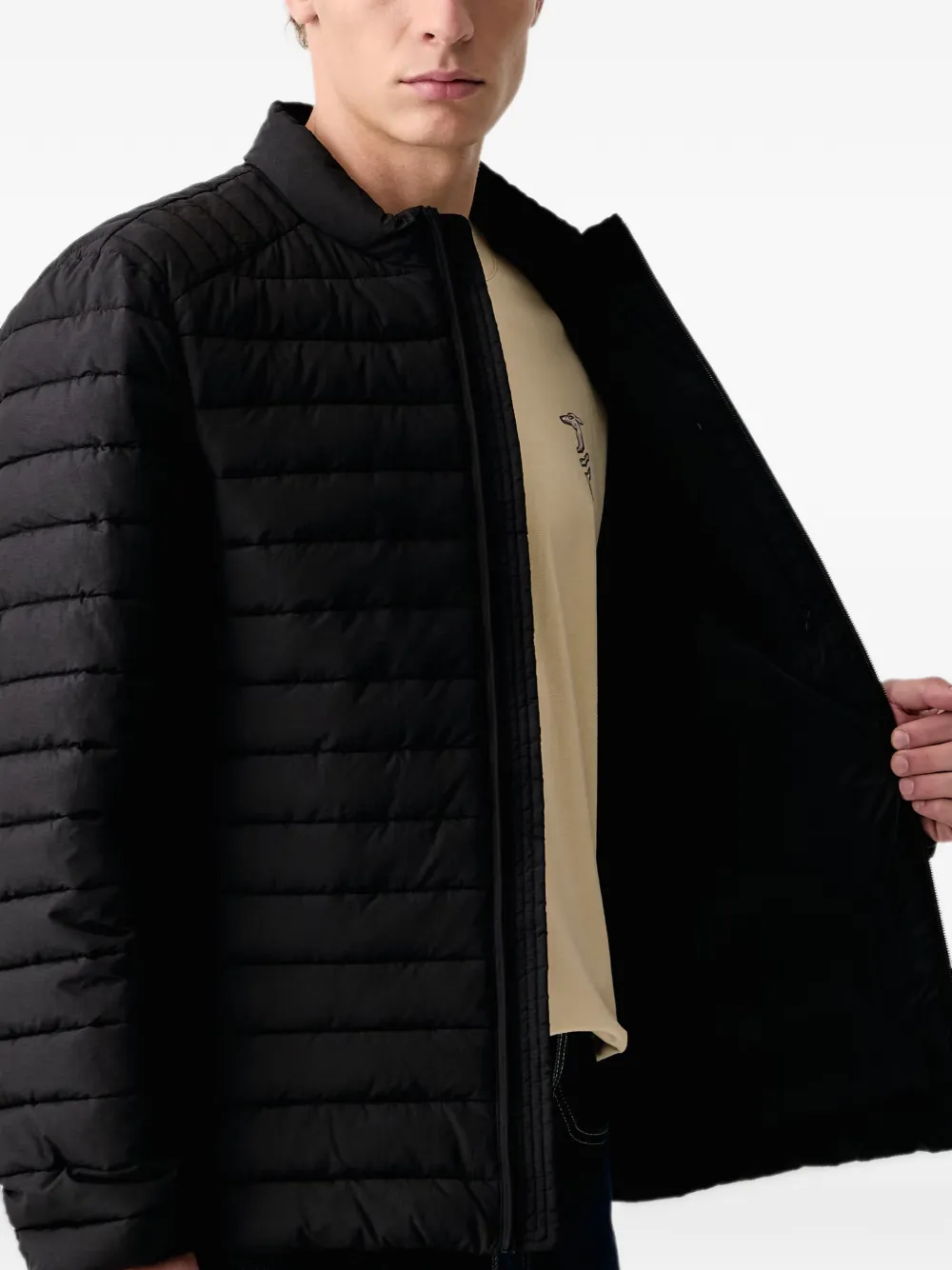 Trussardi quilted zip-up jacket Zwart
