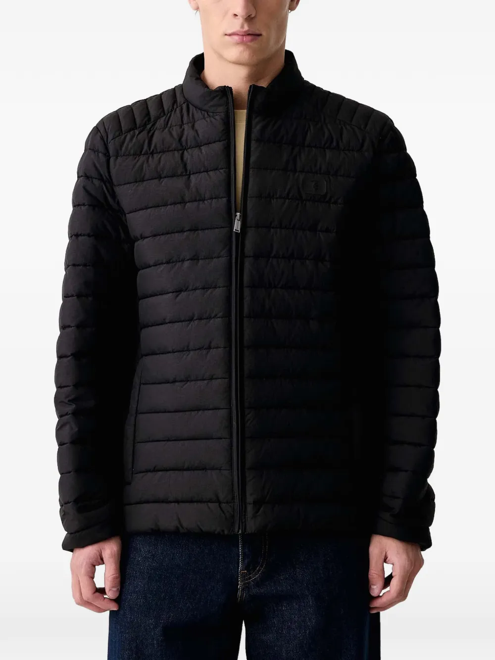 Trussardi quilted zip-up jacket Zwart