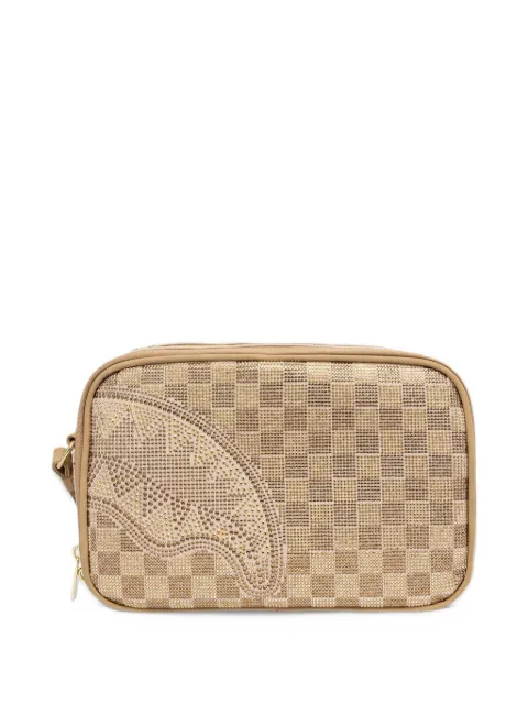 Sprayground Shark Mouth checkered rhinestone wash bag