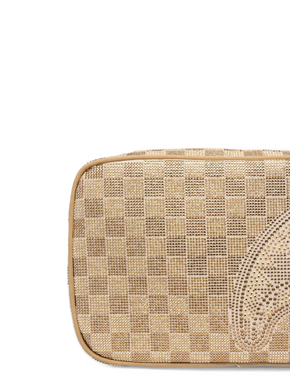 Sprayground Shark Mouth checkered rhinestone wash bag Goud