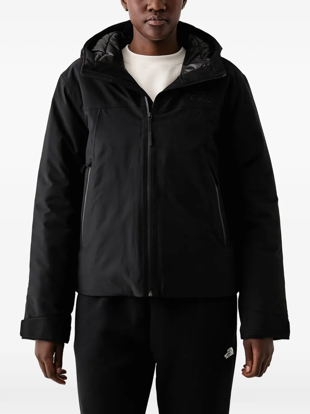 The North Face hooded logo-embroidered jacket Zwart