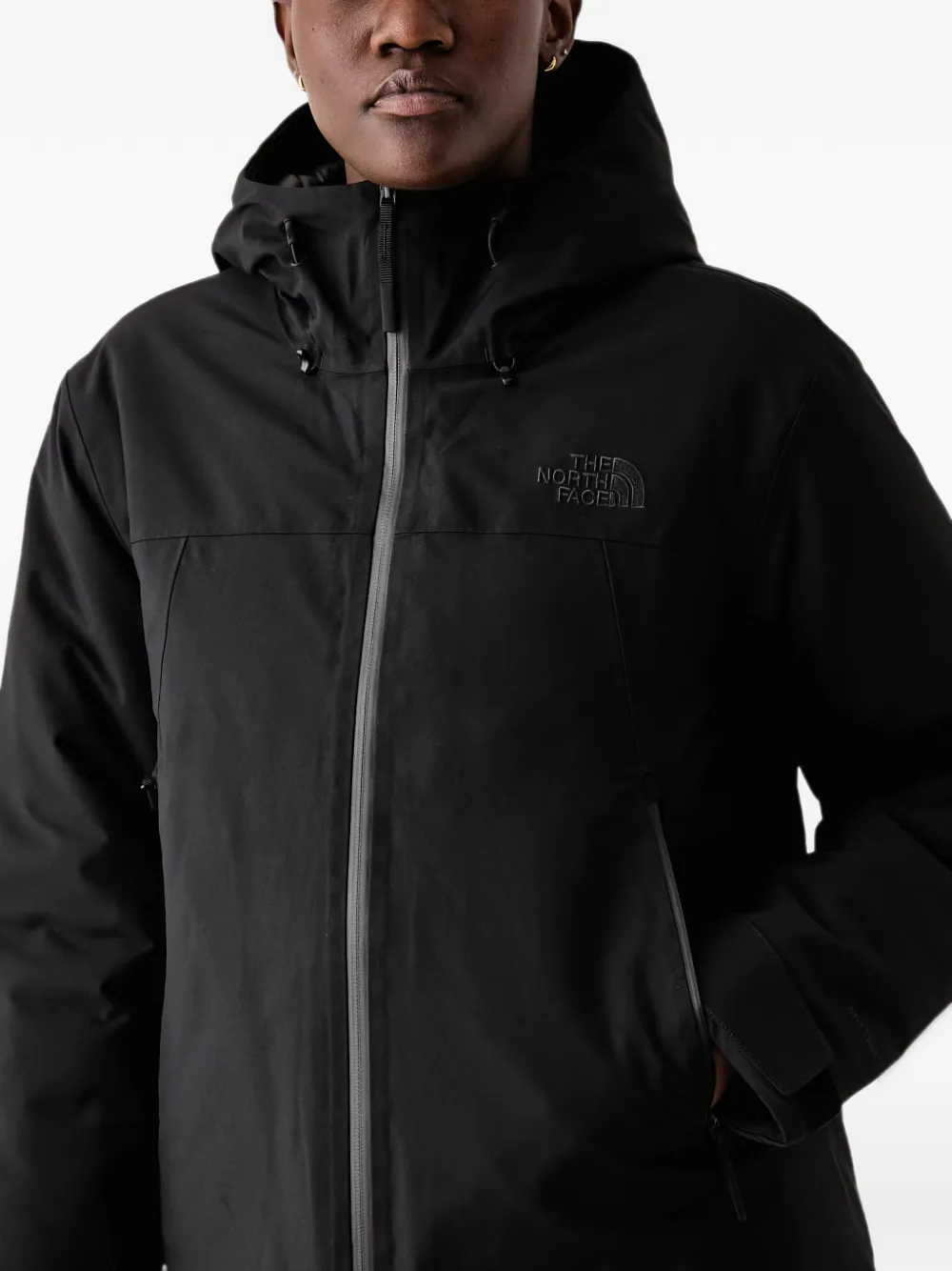 The North Face hooded logo-embroidered jacket Zwart