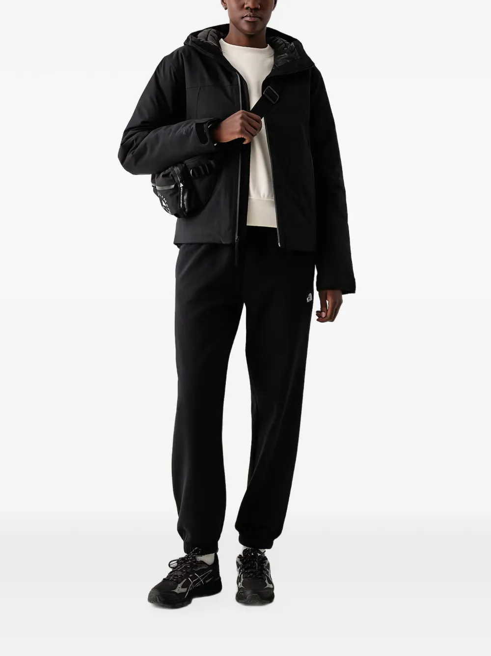 The North Face hooded logo-embroidered jacket Zwart