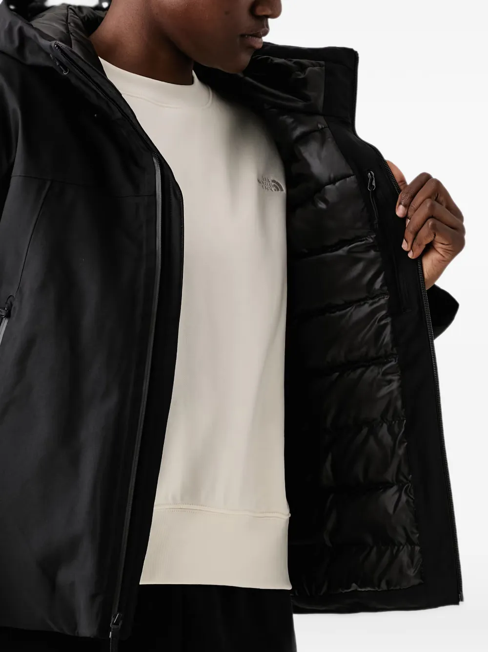 The North Face hooded logo-embroidered jacket Zwart
