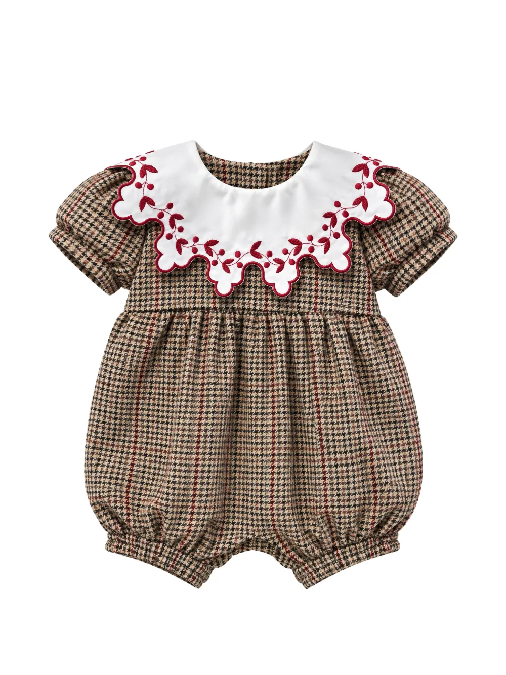 JESURUM BABY houndstooth embroidered-collar romper - Toni neutri