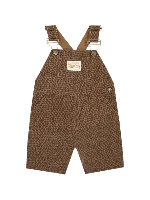 Bonton Micare leopard-print corduroy dungarees