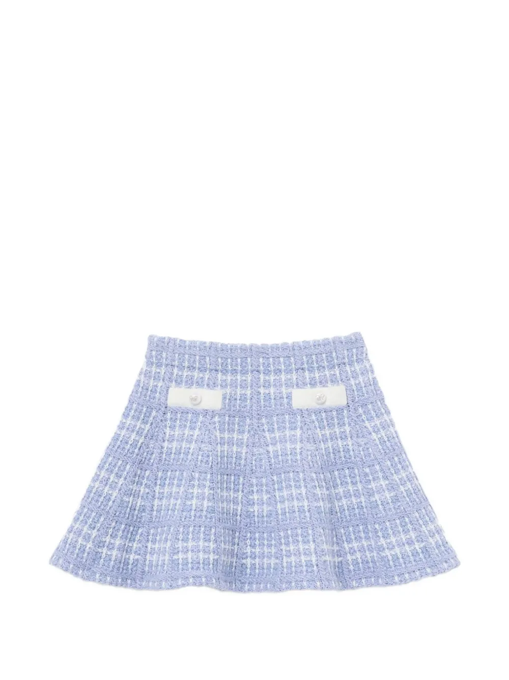 Self-Portrait Kids check-knit flared skirt - Blu