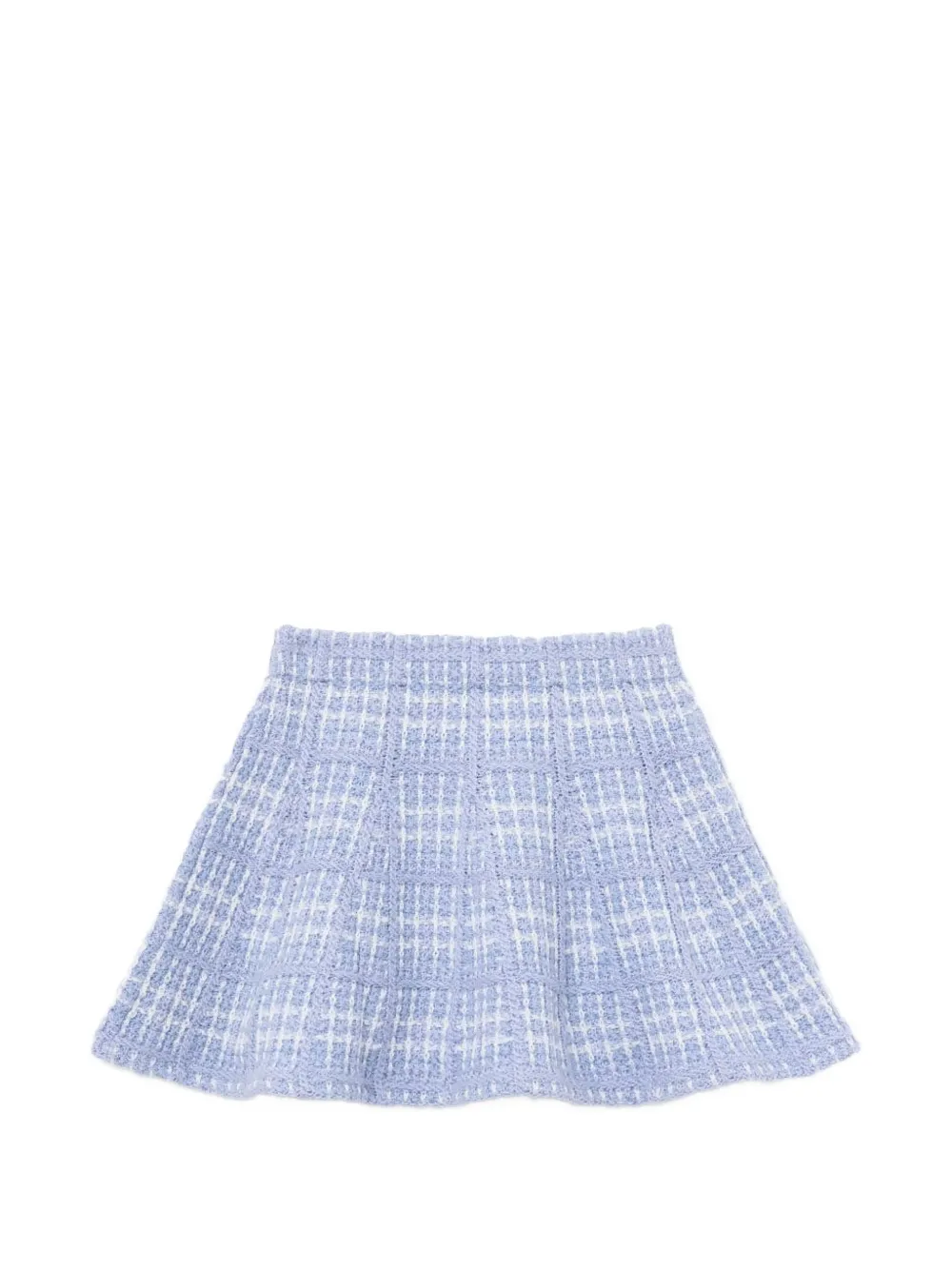 Self-Portrait Kids check-knit flared skirt Blauw