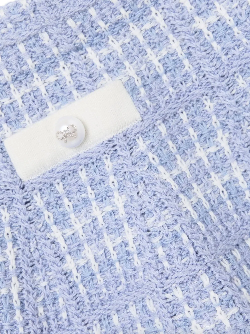 Self-Portrait Kids check-knit flared skirt Blauw