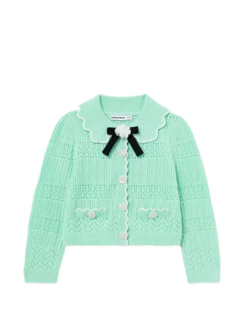 Self-Portrait Kids pointelle-knit bow-detail cardigan