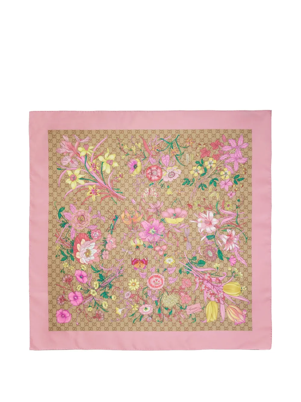 Gucci Printed GG silk twill carré - Toni neutri